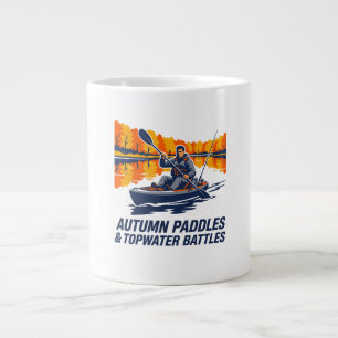 Caneca De Café Grande Camisa Angler, Moletom de Caiaque no Lago de Outon