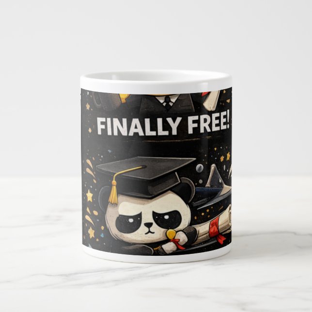Caneca De Café Grande Camisa de Formatura Finalmente Livre (Frente)