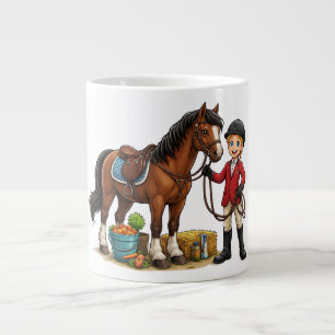 Caneca De Café Grande Camiseta de desenho animado de jovem feliz com um