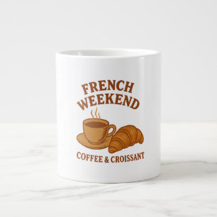 Caneca De Café Grande Camiseta de Fim de Semana Francês – Café & Croissa