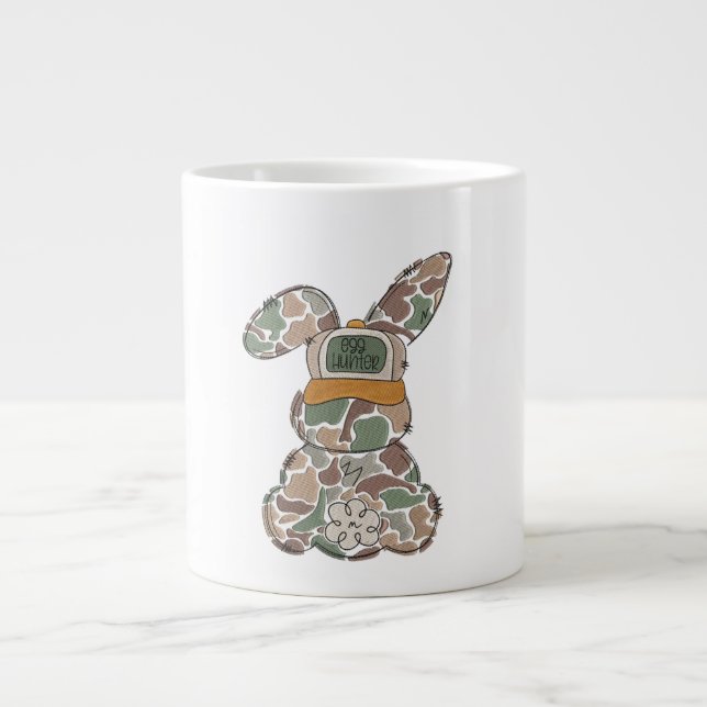 Caneca De Café Grande Camo Bunny Easter Egg Hunter Shirt Graphic (Frente)