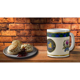 Caneca De Café Grande Campbell Crest & Tartan w/Thistle Personalizado