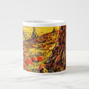 Caneca De Café Grande Campo de Abóbora de Halloween Vintage com Montes d