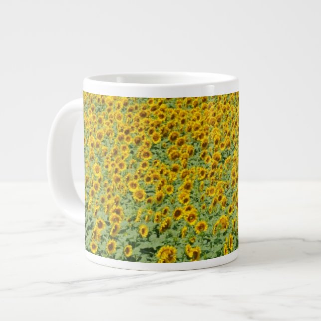 Caneca De Café Grande Campo Girassol Amarelo (Frente Esquerda)