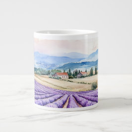 Caneca De Café Grande Campos de lavanda bonita arte