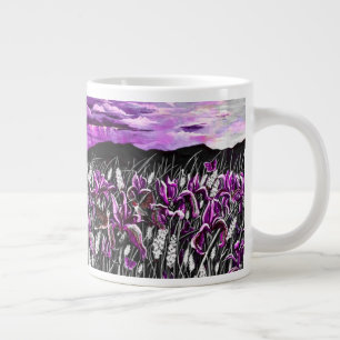 Caneca De Café Grande Campos Íris Roxos