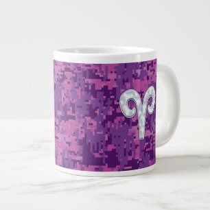Caneca De Café Grande Camuflagem Digital Símbolo Zodíaco - Pérola Com