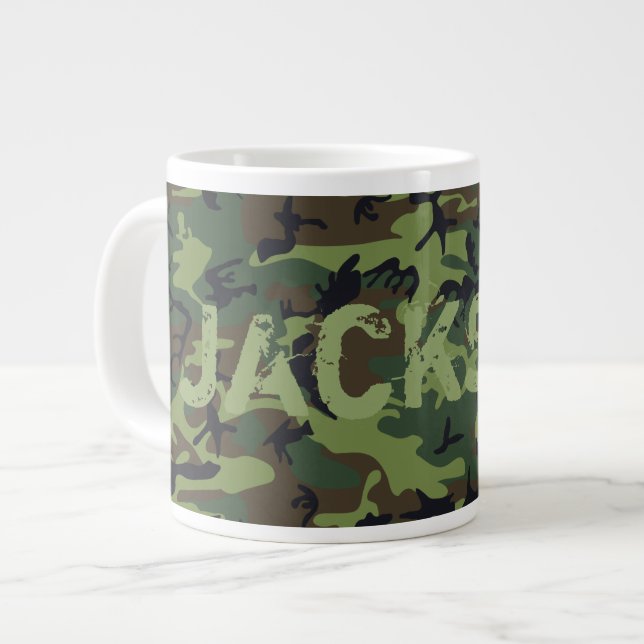 Caneca De Café Grande Camuflagem Personalizada (Frente Esquerda)