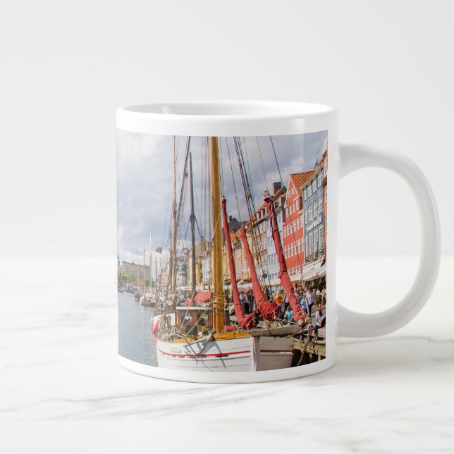 Caneca De Café Grande Canal com Barcos | Copenhague (Direita)