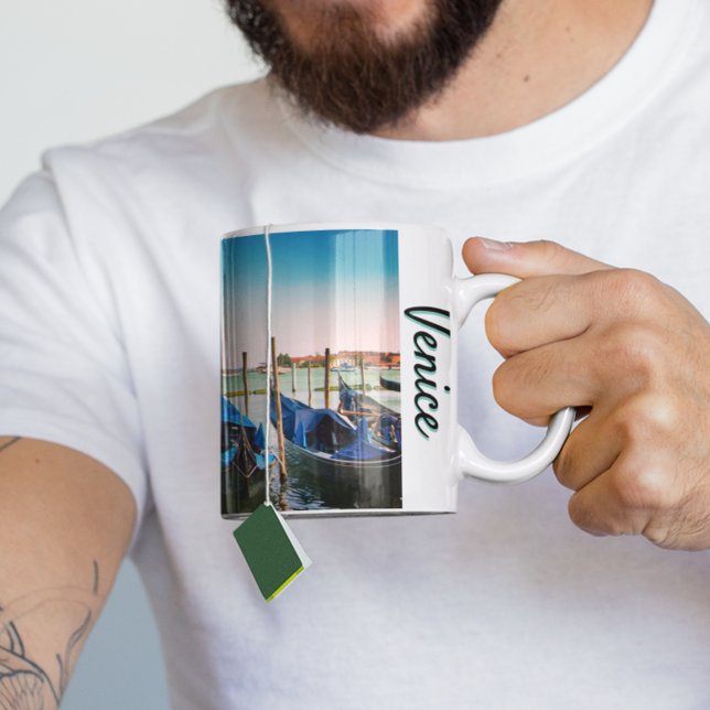 Caneca De Café Grande Canal de Veneza com gondolas icônicas azuis (Criador carregado)