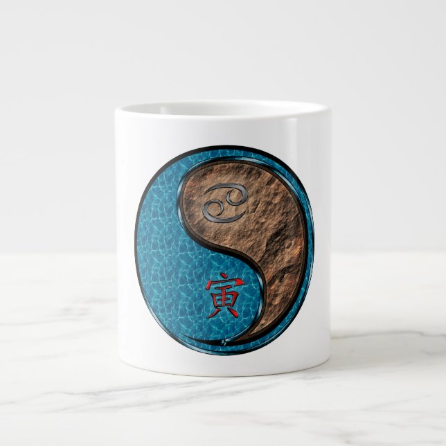 Caneca De Café Grande Câncer & Tigre da Terra (Frente)