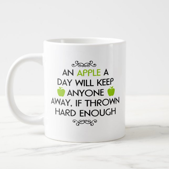 Caneca De Café Grande Caneca de tamanho grande com "Uma Maçã por Dia" (Esquerda)