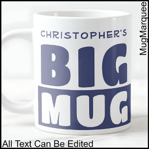 Caneca De Café Grande Caneca Grande Azul de Duas Cores com Texto de Nome