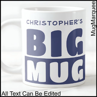 Caneca De Café Grande Caneca Grande Azul de Duas Cores com Texto de Nome