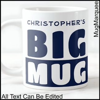 Caneca De Café Grande Caneca Grande Azul Marinho com Nome Personalizado