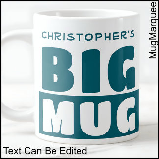 Caneca De Café Grande Caneca Grande Azul Teal com Nome Personalizado e T