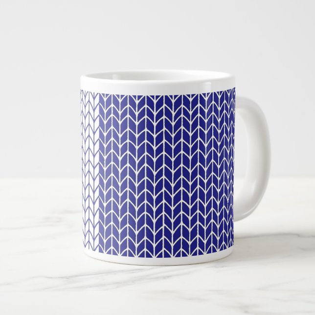 CANECA DE CAFÉ GRANDE CANECA GRANDE BRANCA MALHADA DE AZUL E BRANCO (Frente Esquerda)