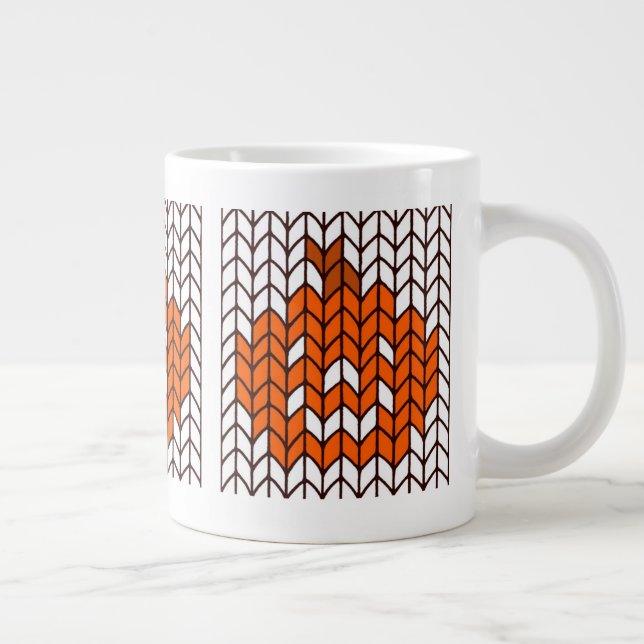 CANECA DE CAFÉ GRANDE CANECA GRANDE BRANCA TECIDA COM JACK-O-LANTERN (Direita)