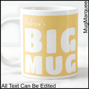 Caneca De Café Grande Caneca Grande Nome Personalizado Amarela C65 Piada