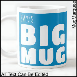 Caneca De Café Grande Caneca Grande Nome Personalizado Azul Médio e Bran