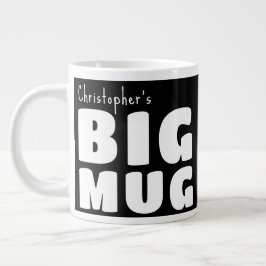 Caneca De Café Grande Caneca Grande Nome Personalizado Preta e Branca C0