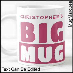 Caneca De Café Grande Caneca Grande Rosa de Duas Cores com Texto de Nome