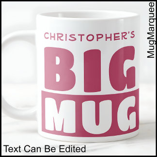 Caneca De Café Grande Caneca Grande Rosa de Duas Cores com Texto de Nome