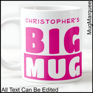 Caneca De Café Grande Caneca Grande Rosa Tom Duplo Texto Nome Personaliz