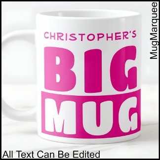 Caneca De Café Grande Caneca Grande Rosa Tom Duplo Texto Nome Personaliz