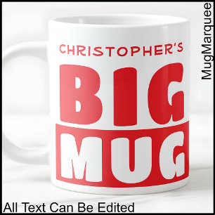 Caneca De Café Grande Caneca Vermelha Grande de Nome Personalizado Diver