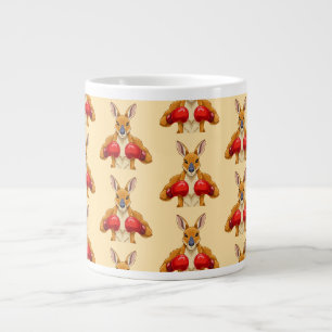 Caneca De Café Grande Canguru animado com luvas de boxe vermelhas