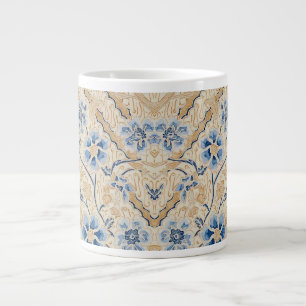 Caneca De Café Grande Canhão de Especialidades Azul e Beige Batik
