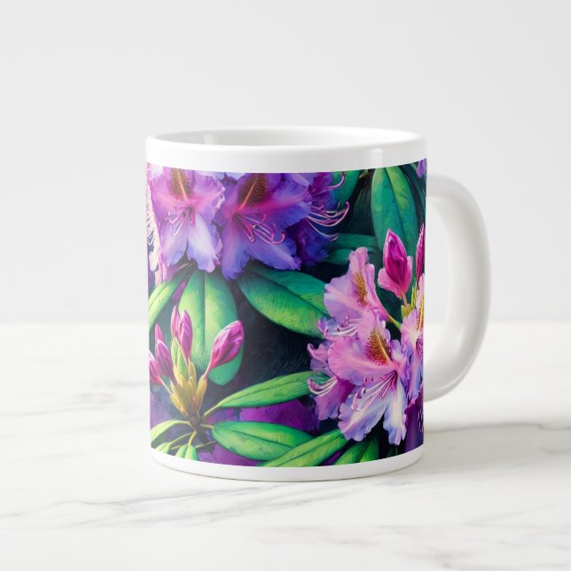 Caneca De Café Grande Canhão de Flor Roxo (Frente Esquerda)