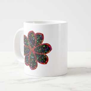 Caneca De Café Grande Canhão de Flores Negra e Vermelha
