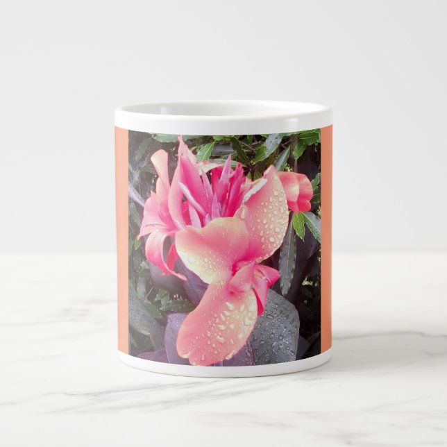 Caneca De Café Grande Canna Lily Fotografia Jumbo Pink (Frente)