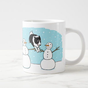 Caneca De Café Grande Cão de Agilidade da Fronteira de Férias com Neve