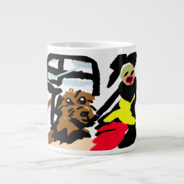 Caneca De Café Grande Cão de Água Americano e senhora caminhando