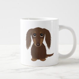 Caneca De Café Grande Cão-de-caju-dachshund, chocolate castanho-de-cabra