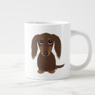 Caneca De Café Grande Cão-de-caju-dachshund, chocolate castanho-de-cabra