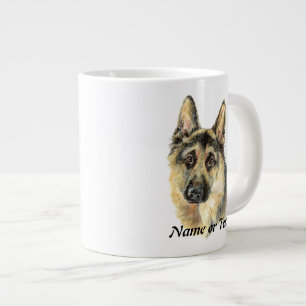 Caneca De Café Grande Cão de German shepherd de Aquarela Personalizado