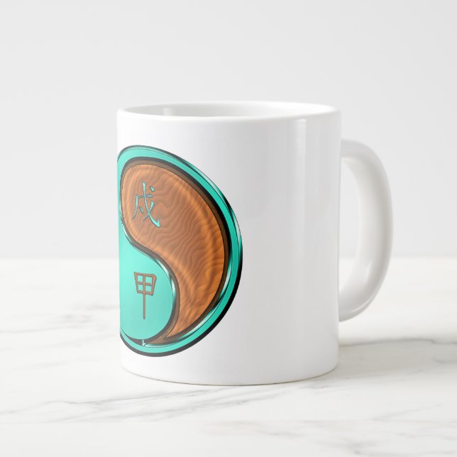 Caneca De Café Grande Cão de Madeira (Frente Esquerda)