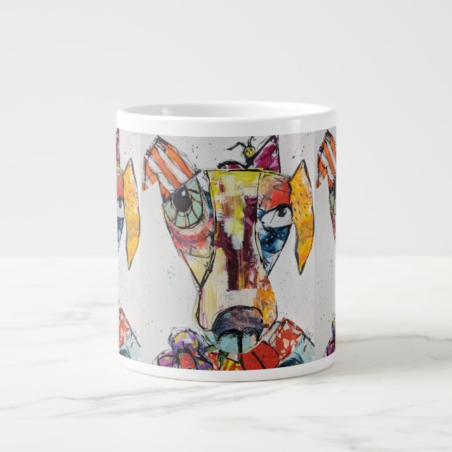 Caneca De Café Grande Cão de Muitas Cores (Frente)