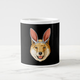 Caneca De Café Grande Cão Shiba com orelhas de coelho da Páscoa pres