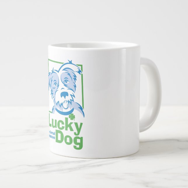 Caneca De Café Grande Cão Sortudo Jumbo Mug (Frente Esquerda)