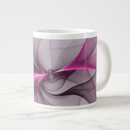 Caneca De Café Grande Caos Elegante Arte Fractal Abstrata Moderna Rosa