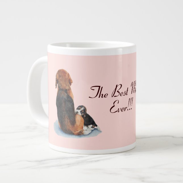 Caneca De Café Grande Cãozinho-de-cachorrinho-gato-do-mãe (Frente Esquerda)