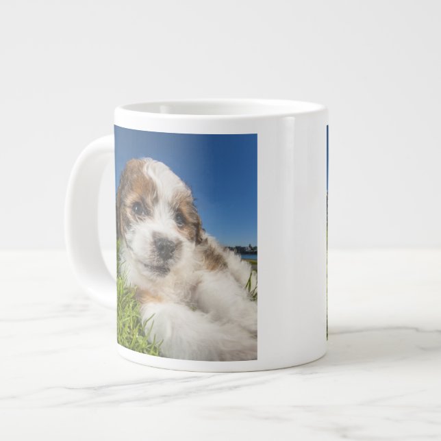 Caneca De Café Grande Cãozinho giro (Shitzu) (Frente Esquerda)