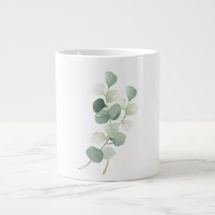 Caneca De Café Grande Capa de Edredão Folhas de Eucalipto Verde Pastel