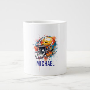 Caneca De Café Grande Capacete de Futebol Motivacional Inspirador Nome