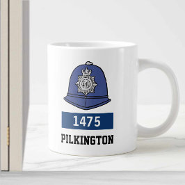 Caneca De Café Grande Capacete de Polícia do Reino Unido - Adicionar Núm
